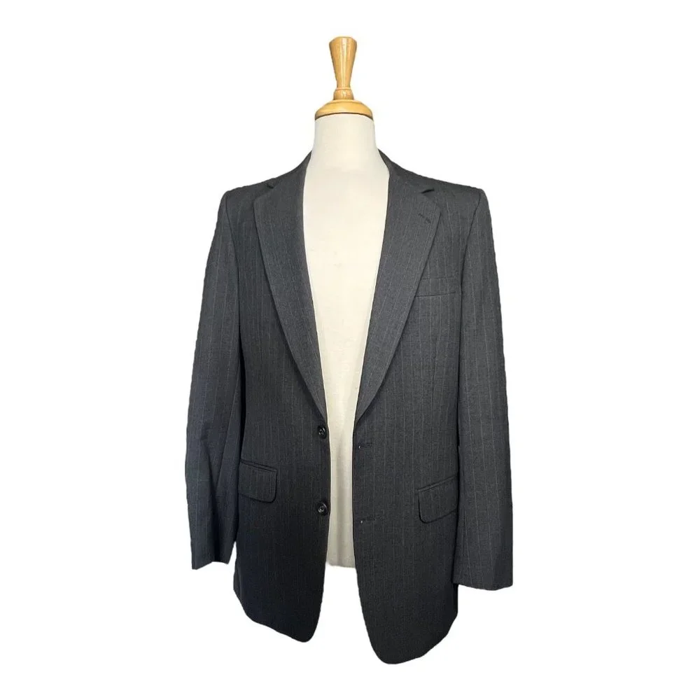 Burberry’s Vintage Wool Pinstripe Blazer Men 42” Bust Old Money Dark Academia